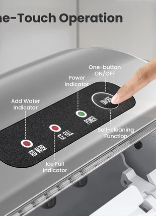 Crzoe Countertop Ice Maker,26Lbs/24H, 2 Sizes of Ice, Self-Cleaning,Grey | 8 Bullet-Shaped Ice Cubes Ready in 6 Mins, Portable Ice Machine with Ice Scoop and Basket for Home/Kitchen