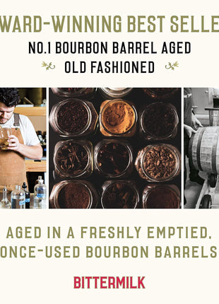 Bittermilk No.1 Bourbon Barrel Aged Old Fashioned Mix - All Natural Handcrafted Cocktail Mixer - Old Fashioned Syrup - More Complex than Bitters & Simple Syrup