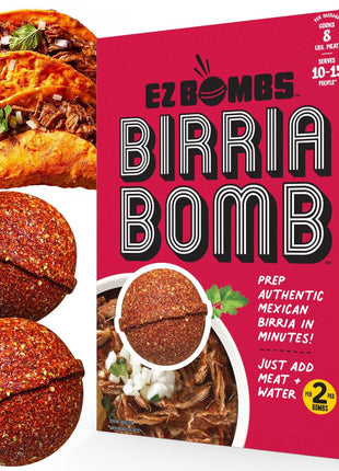 EZ Bombs Birria Bomb Seasoning, Pack of 2 – Authentic Mexican Spice Mix for Tacos, Burritos, Nachos, and Quesadillas – Made with Real Chiles, Herbs, and Spices for Quick and Flavorful Meals
