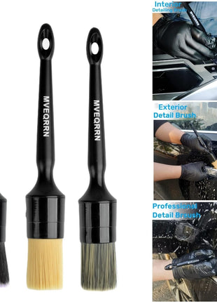 6pcs Car Detailing Brush Set-2pcs Boars Hair Car Detailing Brushes,2pcs Ultra Soft No Scratch Detailing Brush for Air Vent,Leather Seat 2pcs Detail Brushes car Detailing for Interior Exterior