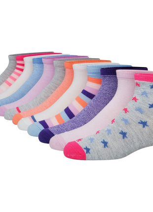 Hanes Girls' Socks, Fashion Patterned Soft Socks, No Show, Ankle, and Crew, 12-pair Packs