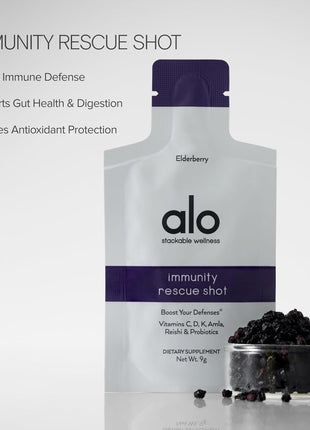 Alo Immunity Rescue Shot, Elderberry & Microbiome Support, 30 Pack