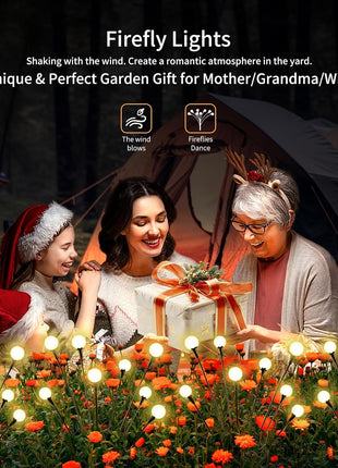 Solar Lights Outdoor Waterproof 4 Pack of 32 LEDs Garden Patio Firefly Decoration Unique Gifts Women Grandparents