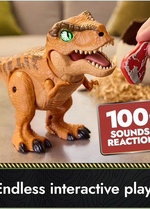 Primal Hatch Jurassic World Interactive T-Rex Toy Dinosaur Egg | Interactive Dino Figure, Realistic Hatching Experience, 100+ Sounds & Reactions, Train & Feed, Gifts for Kids Ages 5+