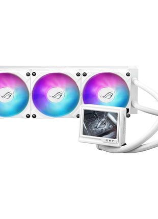 ASUS ROG RYUJIN III 360 ARGB EXTREME White Edition all-in-one AIO CPU liquid cooler, AMD Ryzen 9000 & Intel® CoreTM Ultra Ready, Asetek Gen8 V2 pump;high airflow static pressure magnetic fans; 3.5 inch LCD