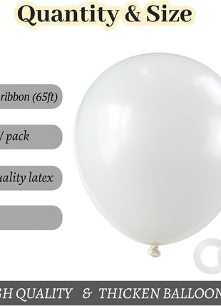 ASIYUHY White Balloons 100 Pack 12 Inch White Latex Party Balloons with 2 Rolls of Ribbon Helium Balloons for Wedding Birthday Party Baby Shower Engagement Anniversary Decorations
