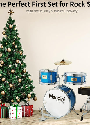 Mendini By Cecilio 13 Inch Drum Set, 3-Piece Junior Drum Set - Sky Blue | Drum Set for Beginners with Bass, Tom, Snare Drum,Cymbal, Drumsticks, Adjustable Padded Seat