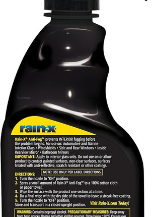 Rain-X 630543 Interior Glass Anti-Fog, 12 oz. - Prevents Fogging of Interior Glass and Mirrors, Usable on Both Automobiles and Marine Vehicles (Pack of 2)