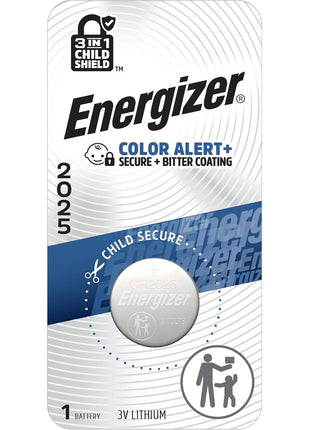 Energizer 2025 Batteries (1 Pack), 3V Lithium Coin Batteries With 3-in-1 Child Shield