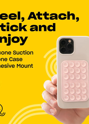 OCTOBUDDY Classic - Silicone Suction Phone Case Adhesive Mount - Hands-Free, Strong Grip Holder for Selfies and Videos - iPhone and Android Compatible - 2.25′′ x 3.25′′, Chalk Pink