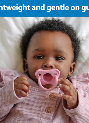 Dr. Brown's HappyPaci 100% Silicone Baby Pacifier, Contoured One-Piece Design, Light Pink/Pink/White, 0-6m, BPA-Free, 3-Pack