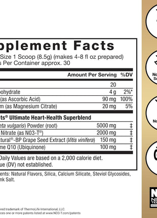 Force Factor Total Beets Ultimate Heart Health for Blood Pressure Support | CoQ10, Beet Root Powder, Grape Seed Extract, Blood Pressure Supplement for Circulation, Black Cherry Drink Mix, 30 Servings