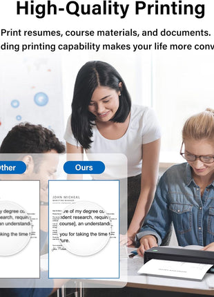 Gloryang Inkless Portable Printer for Travel, Wireless Thermal Printer Supports 8.5 x 11 Inch Thermal Paper, Bluetooth Machine Includes Carry Case and 3 Rolls of Paper Kit, Black