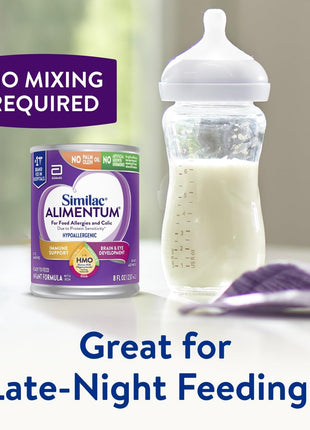 Similac Alimentum with 2'-FL HMO Hypoallergenic Infant Formula, for Food Allergies and Colic Due to Protein Sensitivity, Ready-to-Feed Baby Formula, 8-fl-oz Bottle, Pack of 24