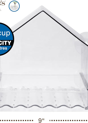 Nature's Way Win-3 Clear View Window Bird Feeder with Strong Suction Cups, Transparent Outdoor Wild Bird Seed Feeder and Décor, 2 Cup Capacity, Clear, 6.5 inch