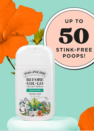 Poo-Pourri Before-You-Go Pocket Toilet Spray, Travel Essentials, Beach Bum, 1 Fl Oz, Up to 50 Uses, On-The-Go Bathroom Odor Deodorizer with Essential Oils, TSA Approved Size, Coconut Orchid Scent
