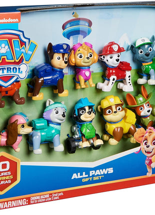 Paw Patrol 10th Anniversary All Paws On Deck 10 Figure Gift Pack | 10 Collectible Action Figures, Chase, Marshall, Rocky, Rubble, Zuma, Skye & More, Kids Toys for Boys & Girls Ages 3+