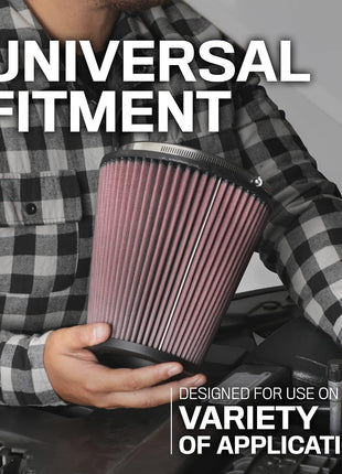 K&N High-Flow Original Lifetime Universal Clamp-On Air Filter: High Performance, Premium, Washable: Flange Diameter: 4 In, Filter Height: 9 In, Flange Length: 1 In, Shape: Round, RD-1460