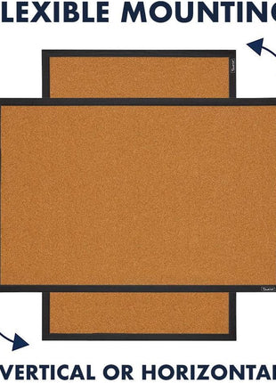 Quartet Cork Bulletin Board, Framed Corkboard, 2' x 3', Black Frame, Message Board, Vision Board (MWDB2436-BK)