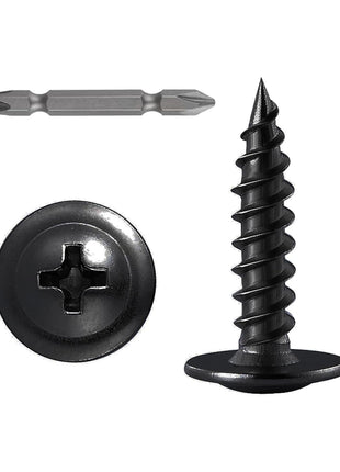 Wensilon (250 pcs)#8×1 inch Black Truss Head Wood Screws Quick Metal Self Tapping Zinc Oxide