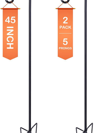 Ottsuls Bird Feeder Pole, 45 INCH Heavy Duty Shepherds Hooks for Outdoor with 5 Prong Base, Adjustable Stand Hanger for Garden Plant, Hummingbird Feeder, Lantern, Hanging Wedding Decor (2 Pack)
