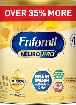 Enfamil NeuroPro Baby Formula, Brain Building Duo DHA & MFGM, Exclusive Immune Supporting HuMO6 Blend, Powder Infant Formula, Baby Milk, 28.3 Oz Value Can