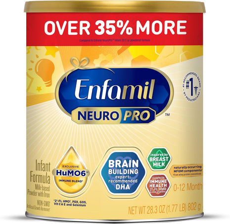 Enfamil NeuroPro Baby Formula, Brain Building Duo DHA & MFGM, Exclusive Immune Supporting HuMO6 Blend, Powder Infant Formula, Baby Milk, 28.3 Oz Value Can