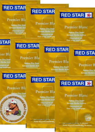 Red Star Premier Blanc Wine Yeast (10 Pack) - Great for Making Wine Cider Mead Kombucha at Home - 5 g Sachets - Saccharomyces cerevisiae - Sold by CAPYBARA Distributors Inc.