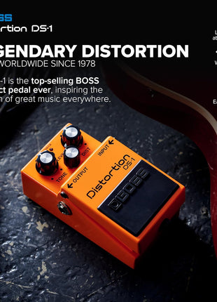 BOSS DS-1 Distortion | Compact Distortion Pedal | The Benchmark in Guitar Distortion | Hard-edged Attack & Smooth Sustain | Wide Tone Range