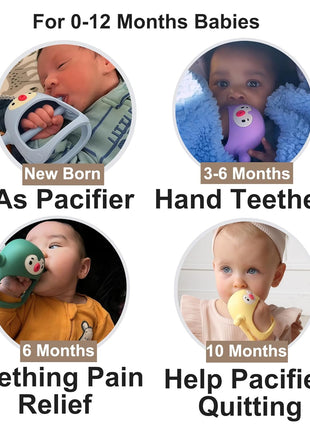 Baby Teething Toys for 0-6Months, Penguin Teethers for Babies 3-6Months | Hand Teether for 0-6M |Teething Mittens for Teething Relief, Baby Pacifier |New Born Essentials, 2Pack