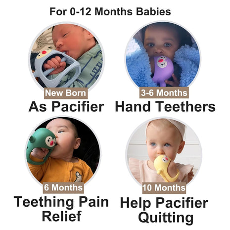 Baby Teething Toys for 0-6Months, Penguin Teethers for Babies 3-6Months | Hand Teether for 0-6M |Teething Mittens for Teething Relief, Baby Pacifier |New Born Essentials, 2Pack