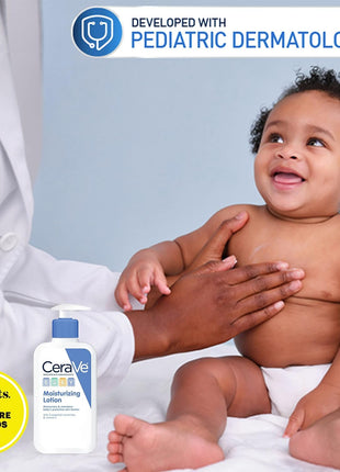 CeraVe Baby Lotion, Baby Skin Moisturizer with Vitamin E & Niacinamide, 8oz | Gently Hydrates Delicate Skin with A Non-Greasy Feel, Free Of Fragrance, Dyes, Paraben & Phthalates