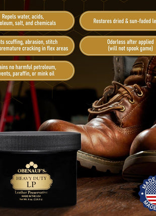 Obenauf's Heavy Duty LP Leather Conditioner Natural Oil Beeswax Formula (8oz)