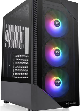 Thermaltake View 200 TG ARGB Motherboard Sync ATX Tempered Glass Mid Tower Computer Case with 3x120mm Front ARGB Fan, CA-1X3-00M1WN-00