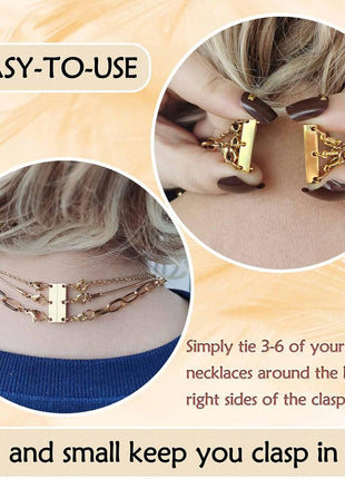 Qulltk Necklace Layering Clasp Magnetic Clasps for Jewelry, Gold and Silver Separator for Stackable Necklaces and Chains