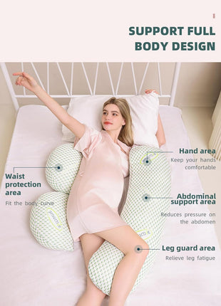 Oternal Pregnancy Pillow for Pregnant Women, Soft Pregnancy Body Pillow, Support for Back, Belly, Hips, Legs, Maternity Pillow with Detachable and Adjustable Pillow Cover