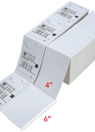 L LIKED 4000 Fanfold 4 inch x 6 inch Direct Thermal Labels, with Perforated line for Thermal Printers - Compatible with Zebra & Rollo Printer