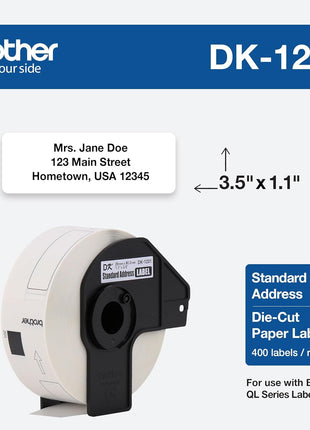 Brother Genuine DK1201 Die-Cut Standard Rolled Address Labels for QL Printers, (DK1201)