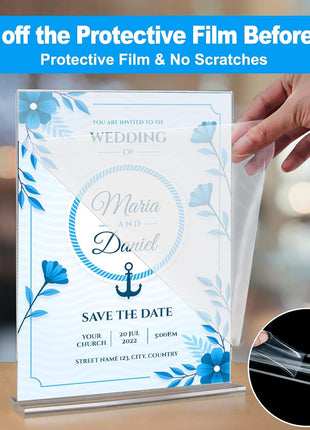 EHWINE Acrylic Sign Holder 8.5 x 11, 10 Pack Double-Sided Stand up Table Top Sign Holders, Clear Acrylic Picture Frame Menu Flyer Paper Holder Display Stand for Office Business Store Wedding Party