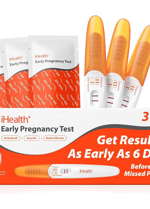 iHealth Early Pregnancy Tests, Early Detection at Home Pregnancy Test, 3 CT | hCG Test with 3-5-min results, Long Grip Handle for Easy Sampling, High Sensitivity, 3 individually sealed strips