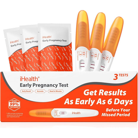 iHealth Early Pregnancy Tests, Early Detection at Home Pregnancy Test, 3 CT | hCG Test with 3-5-min results, Long Grip Handle for Easy Sampling, High Sensitivity, 3 individually sealed strips