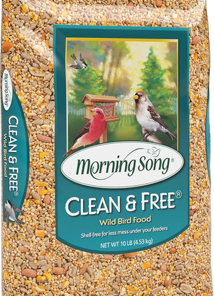 Morning Song Clean & Free Shell Free Wild Bird Food, Premium No Mess Bird Seed for Outside Feeders, 10-Pound Bag