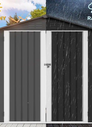DWVO 6x4ft Outdoor Storage Shed, Weatherproof Tool Shed w/Locking Entry & Ventilation for Grass Cutter, Bike, Equipment, Courtyard, Garden (Dark Gray)