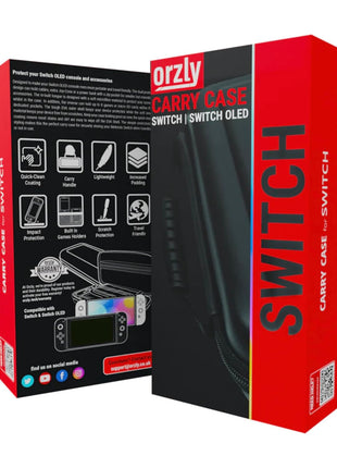 Orzly Carry Case Compatible with Nintendo Switch and New Switch OLED Console - Black Protective Hard Portable Travel Carry Case Shell Pouch with Pockets for Accessories and Games