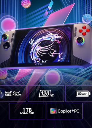 msi Claw PC Gaming Handheld: Intel Ultra 7-258V, 8" FHD 120Hz Display, 32GB LPDDR5, 1TB NVMe SSD, MicroSD Card Reader, Thunderbolt 4, Win 11 Home: Black 8 AI+ A2VM-001US