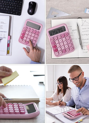 Mr. Pen Mechanical Switch Calculator - 12 Digit Large LCD Display, Pink with Big Buttons