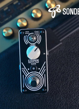 Sondery Looper Pedal Triple Loop, Each Track 30 Minutes Looping Time, Access to Upload/Download Music Files Via Enclosed USB Cable from/to Each Track, Unlimited Overdubs Undo/Redo, True Bypass