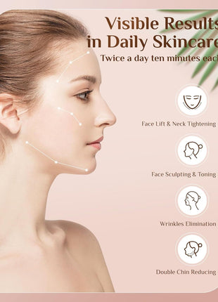 Dopsikn 7 Color Galvanic Machines - Red Light Therapy for Face and Neck, Face Massager Tool for Wrinkles, Double Chin, Vibrating Facial Massager with Thermals, White