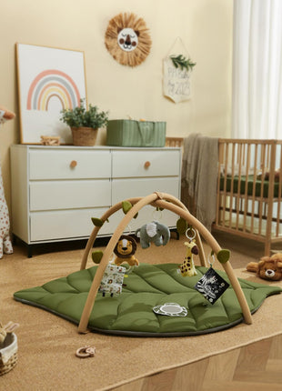 Blissful Diary Baby Play Gym & Activity Mat, Oversize Leaf Shaped Baby Play Mat w 6 Detachable Toys, Tummy Time Mat Promote Motor Skills & Sensory Development Mat, Newborn Infant Baby Essentials Gift