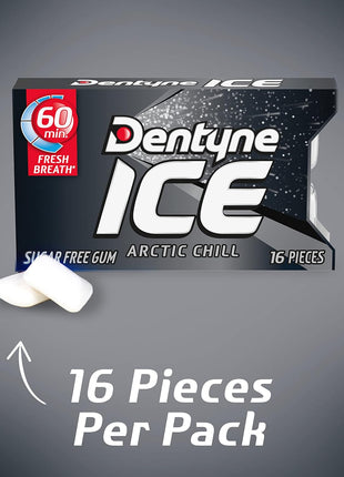 Dentyne Ice Arctic Chill Sugar Free Gum, 9 Packs of 16 Pieces (144 Total Pieces)